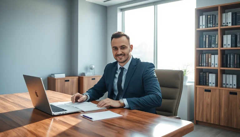 Headhunter diskutiert Strategien zur Rekrutierung von Talenten in modernem Büro.