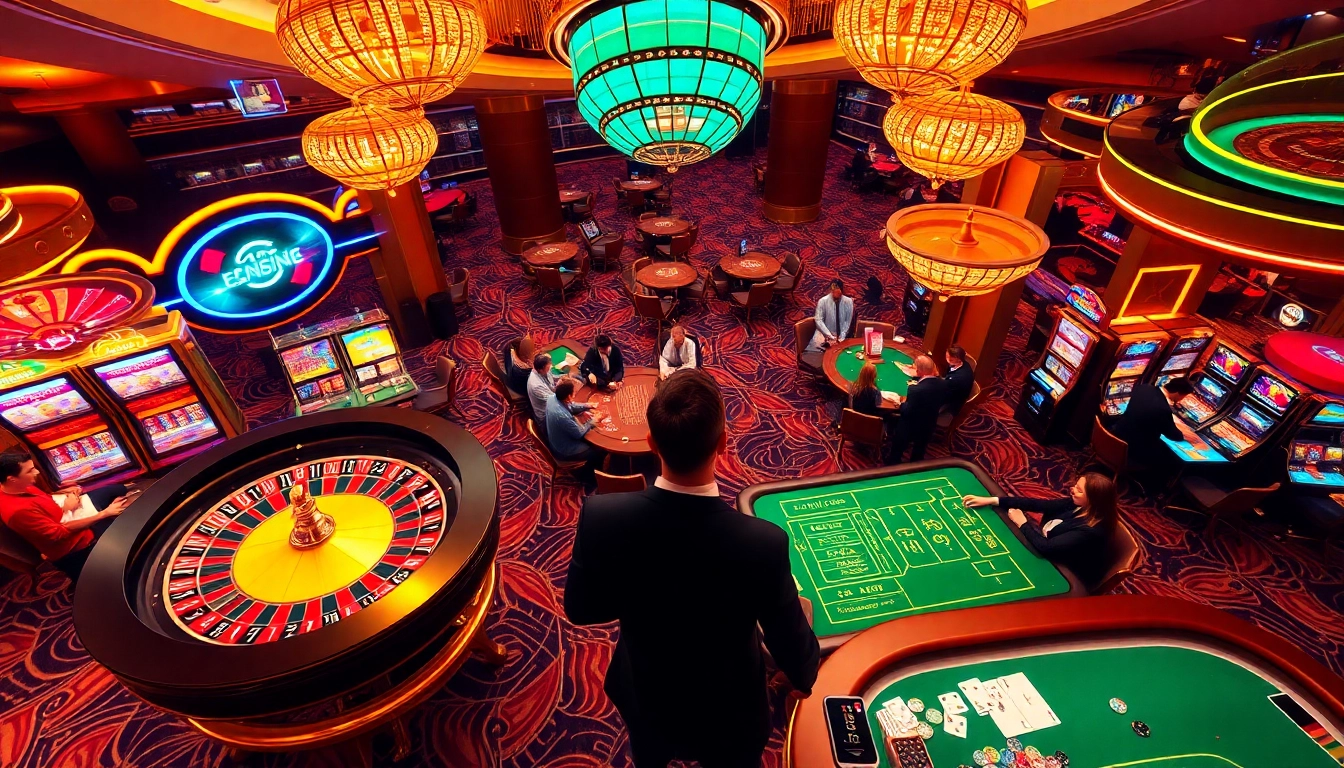 Engage in thrilling gameplay at https://king88us.com/ with vibrant casino tables and energetic players.