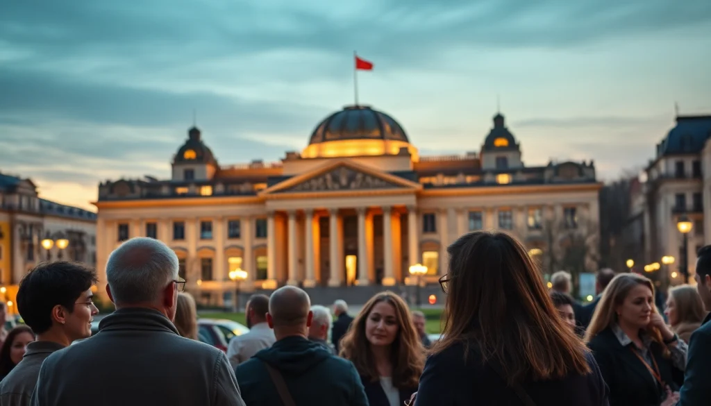 Politik Nachrichten Deutschland: Bürger diskutieren aktiv vor dem Bundestag über aktuelle Themen.