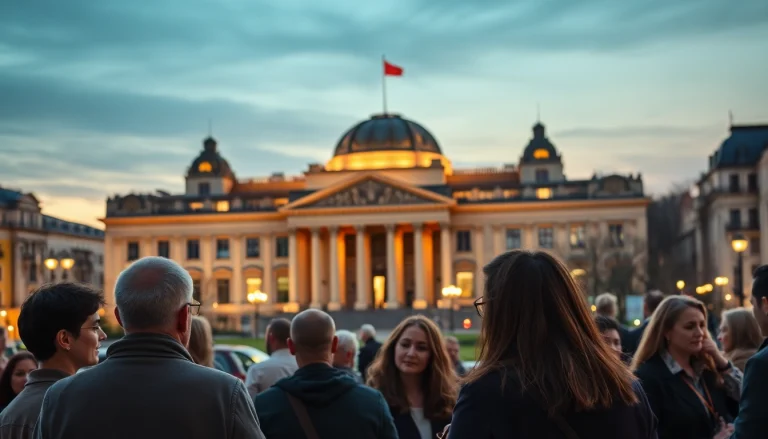 Politik Nachrichten Deutschland: Bürger diskutieren aktiv vor dem Bundestag über aktuelle Themen.