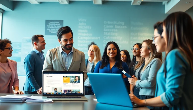 Headhunter IT professionals connecting with diverse candidates in a dynamic office setting.