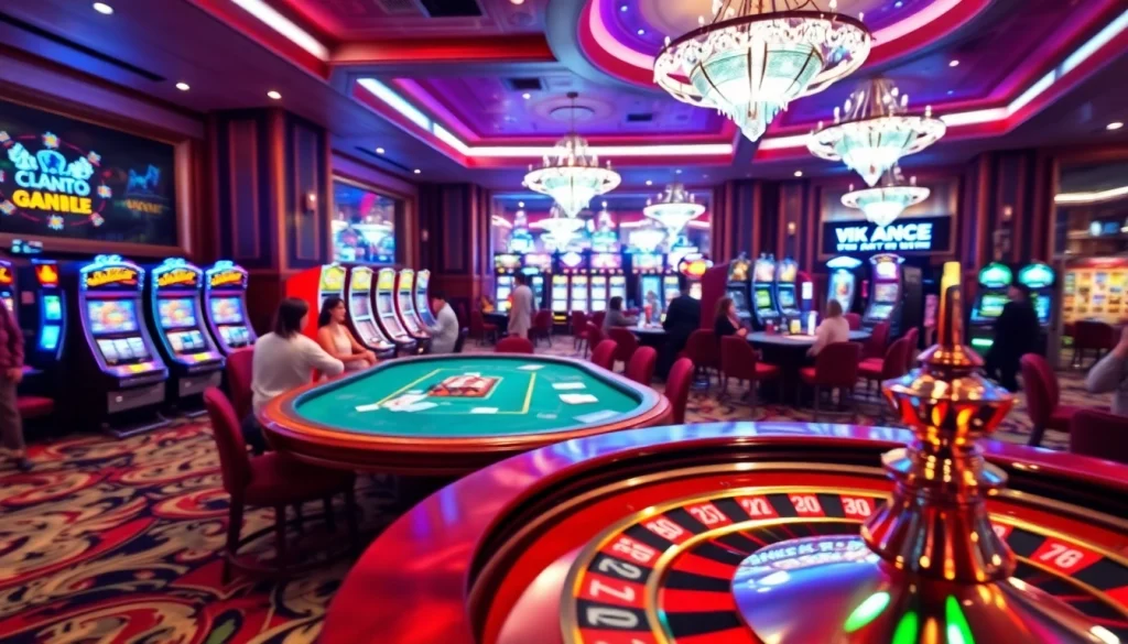 Experience thrilling gameplay at https://yo88.cash/ with a vibrant casino scene featuring poker and slots.