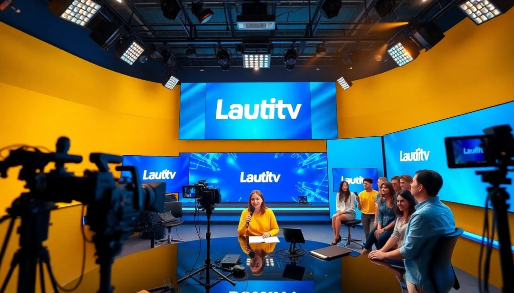 Innovative broadcasting studio scene for Lauthaitv showcasing dynamic media interactions.