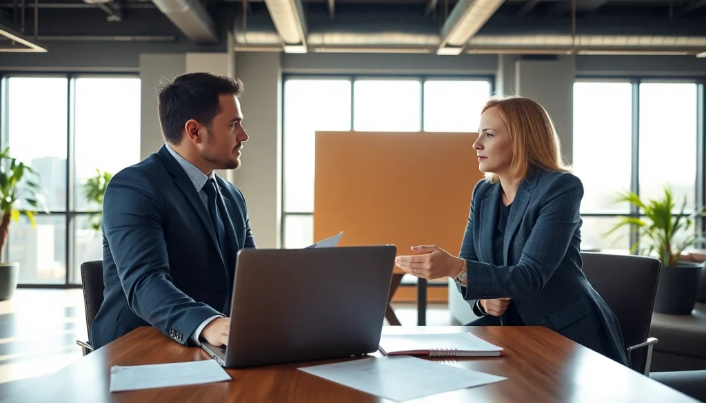 Headhunter Ingenieure interviewt einen Ingenieur in einem modernen Büro.