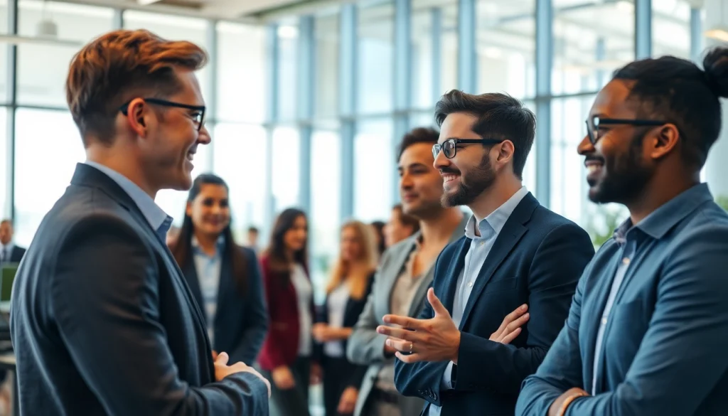 Headhunter Ingenieure im Gespräch mit Kandidaten in einem modernen Büro.