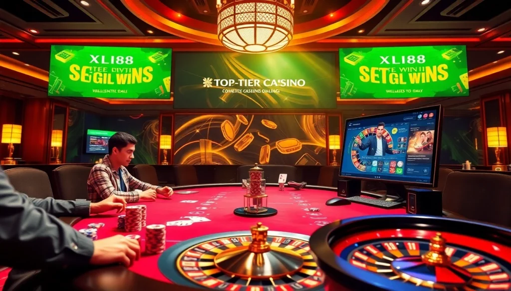 Experience a thrilling moment at xin88 with vibrant poker action and exciting casino elements.