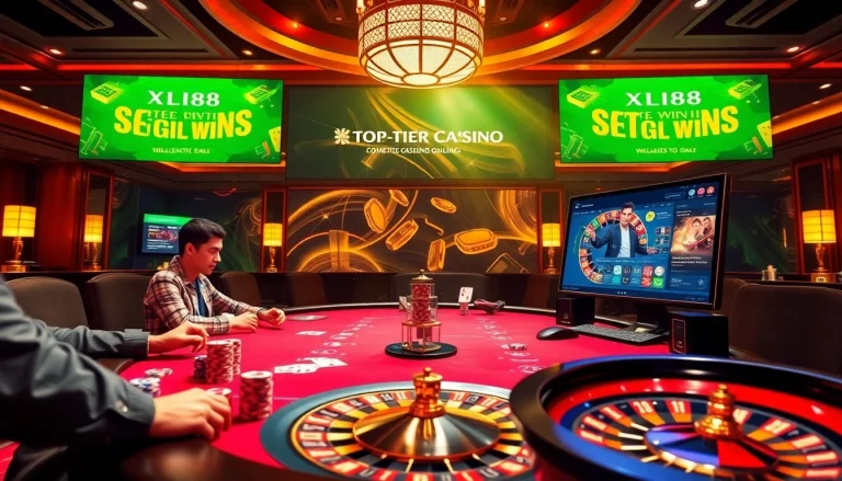 Experience a thrilling moment at xin88 with vibrant poker action and exciting casino elements.