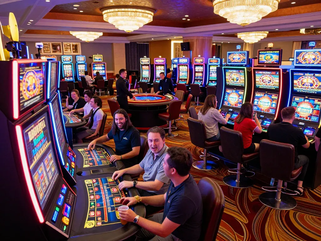 Players winning at the vibrant fabet casino slots while enjoying a lively atmosphere